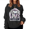 I Love My Boxer Dog Mom Dad Kawaii Dog Doodles ボクサー 犬 レディーススウェットシャツ