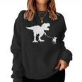 T-Rex Walking Jack Russel Divertente Cane Mamma Papà Dinosauro Trex Women Sweatshirt