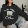 Blessed By God For 107 Yeasオールドローズフラワー 107歳の誕生日 長袖tシャツ レディーススウェットシャツ 彼女への贈り物