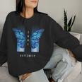 Blue Butterfly Beautiful Butterfly 長袖tシャツ レディーススウェットシャツ 彼女への贈り物