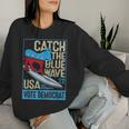 Catch The Blue Waveurfing Democrat Donkey Midterm Election レディーススウェットシャツ 彼女への贈り物