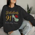 Fabulous Queen 91歳の誕生日クルーパーティ隊のお祝い 長袖tシャツ レディーススウェットシャツ 彼女への贈り物