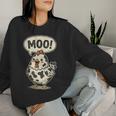 Moo 鶏 牛 農場 動物 ユーモア 男性 女性 キッズ 4 レディーススウェットシャツ 彼女への贈り物