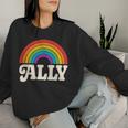 Lgbtq Ally Pocket Retrointage Gay Pride Lgbt Rainbow Flag レディーススウェットシャツ 彼女への贈り物