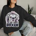I Love My Boxer Dog Mom Dad Kawaii Dog Doodles ボクサー 犬 レディーススウェットシャツ 彼女への贈り物