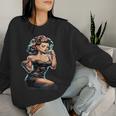 Pinup Girl ジュークボックス レコード音楽プレーヤー ヴィンテージ レディーススウェットシャツ 彼女への贈り物