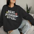 Retro Groovy Best Maddie Ever ファーストネーム 母の日 女の子 レディーススウェットシャツ 彼女への贈り物