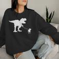 T-Rex Walking Jack Russel Divertente Cane Mamma Papà Dinosauro Trex Women Sweatshirt Regalos para ella