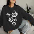 ハチドリ、ハイビスカス、花、男性、女性、子供 Tropical Hummingbird Hibiscus Flowers レディーススウェットシャツ 彼女への贈り物