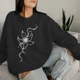 ラインアート 蘭の花 タトゥースタイル 長袖tシャツ レディーススウェットシャツ 彼女への贈り物