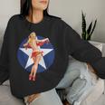 愛国心 ヴィンテージ セクシー ピンナップ 女の子 長袖tシャツ レディーススウェットシャツ 彼女への贈り物