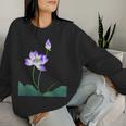 蓮の花シャツ 美しい紫蓮の花 レディーススウェットシャツ 彼女への贈り物