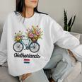 オランダの風車 チューリップフィールド オランダ 春の花 バイク レディーススウェットシャツ 彼女への贈り物