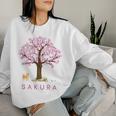 柴犬 和 桜 桜 花 木 春 レディーススウェットシャツ 彼女への贈り物