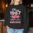 39歳 1987年5月 花柄 39歳 誕生日 男性 女性 レディーススウェットシャツ 面白い贈り物