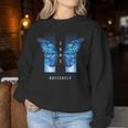 Blue Butterfly Beautiful Butterfly 長袖tシャツ レディーススウェットシャツ 面白い贈り物
