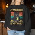 Coffee Because Murder Is Wrong ファニーブラックキャット ビンテージ レディーススウェットシャツ 面白い贈り物