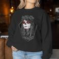 Dia De Los Muertos ハロウィン バラ メキシカンシュガースカル 女の子 レディーススウェットシャツ 面白い贈り物