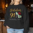 Fabulous Queen 91歳の誕生日クルーパーティ隊のお祝い 長袖tシャツ レディーススウェットシャツ 面白い贈り物