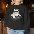 Dj Cat Techno Music Festival Lover Musician Women レディーススウェットシャツ 面白い贈り物