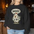 Moo 鶏 牛 農場 動物 ユーモア 男性 女性 キッズ 4 レディーススウェットシャツ 面白い贈り物