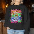 Hot Coffee Cold World レトロ コケット リボン グラフィック 長袖tシャツ レディーススウェットシャツ 面白い贈り物