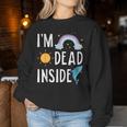I'm Dead Inside Happy Rainbowunshine Dolphin ファニーtシャツ レディーススウェットシャツ 面白い贈り物