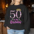 It's My 50Th Birthday Queen Tiarahoes 50歳 Old Bday ギフト レディーススウェットシャツ 面白い贈り物