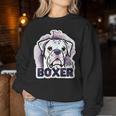 I Love My Boxer Dog Mom Dad Kawaii Dog Doodles ボクサー 犬 レディーススウェットシャツ 面白い贈り物