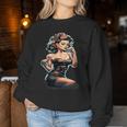 Pinup Girl ジュークボックス レコード音楽プレーヤー ヴィンテージ レディーススウェットシャツ 面白い贈り物