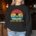 Save The Bees レトロスタイル 気候変動ave The Queen レディーススウェットシャツ 面白い贈り物