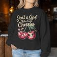 さくらんぼが大好きな女の子チェリーフルーツ好き レディーススウェットシャツ 面白い贈り物