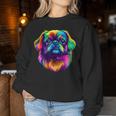 カラフル ペキニーズ犬の顔 かわいい 子犬好き 男性 女性 黒 レディーススウェットシャツ 面白い贈り物