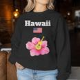 ハワイ お土産 ハイビスカス 花 トロピカル ティキ 音楽 アメリカ国旗 レディーススウェットシャツ 面白い贈り物