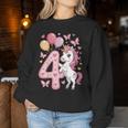 ユニコーン 4 誕生日 女の子 4 歳 馬 わたしは 4 レディーススウェットシャツ 面白い贈り物