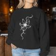 ラインアート 蘭の花 タトゥースタイル 長袖tシャツ レディーススウェットシャツ 面白い贈り物