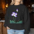 蓮の花シャツ 美しい紫蓮の花 レディーススウェットシャツ 面白い贈り物