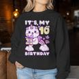 誕生日の女の子10歳、猫、ユニコーン、10歳の誕生日 レディーススウェットシャツ 面白い贈り物