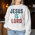 Jesus Is Lord – Christian Faithintage Born-Again Graphic レディーススウェットシャツ 面白い贈り物