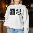 Super Mom、Super Wife、Super Tired、 Mother's Day レディーススウェットシャツ 面白い贈り物