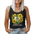 88歳 祝福された愛されたひまわりの花 ハート 88歳の誕生日 レディースタンクトップ