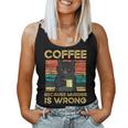 Coffee Because Murder Is Wrong ファニーブラックキャット ビンテージ レディースタンクトップ