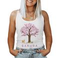 柴犬 和 桜 桜 花 木 春 レディースタンクトップ