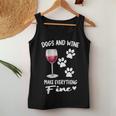 Dog And Wine Make Everything Fine Drinker Wine Puppy レディースタンクトップ 面白い贈り物