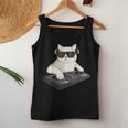 Dj Cat Techno Music Festival Lover Musician Women レディースタンクトップ 面白い贈り物