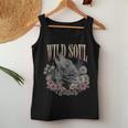 Wildoul Howling Wolf Among Flowers And Forest レディースタンクトップ 面白い贈り物