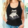 Dj Cat Techno Music Festival Lover Musician Women レディースタンクトップ 彼女への贈り物