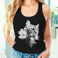 マグノリアの花と美しい猫 レディースタンクトップ 彼女への贈り物