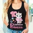 女の子、10歳の誕生日、ユニコーンキャット、ナンバー10 レディースタンクトップ 彼女への贈り物