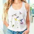 ハチドリと花のtシャツ レディースタンクトップ 彼女への贈り物